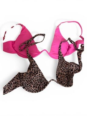 Zaful Hot Pink & Leopard Print Bikini Tops